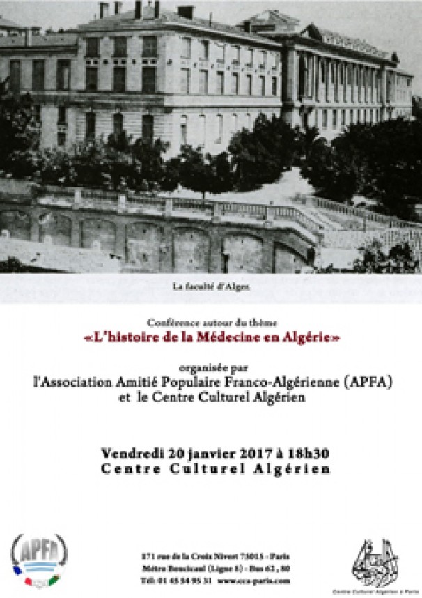 Conférence autour du thème « Histoire de la Médecine en Algérie » au CCA à Paris
