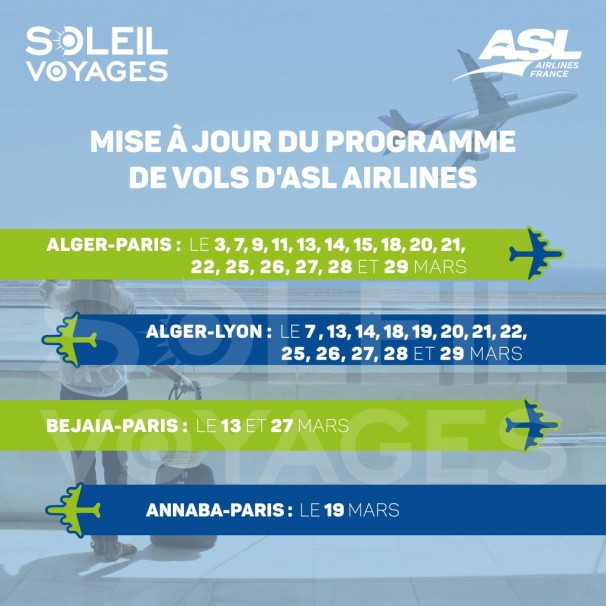 Vols ASL Airlines Algérie-France /Mars 2021